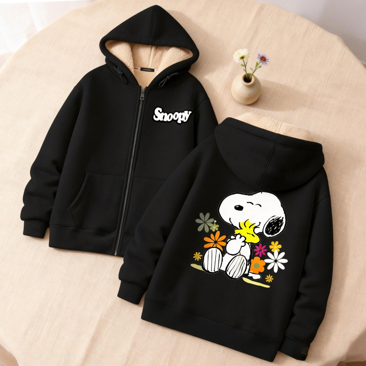 Snoopy Black Zip Hoodie Adult  – Winter Clothing Factory Outlet recenzja i cena