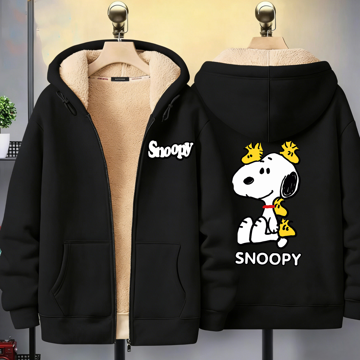 Snoopy Black Zip Hoodie Adult  – Winter Clothing Factory Outlet recenzja i cena