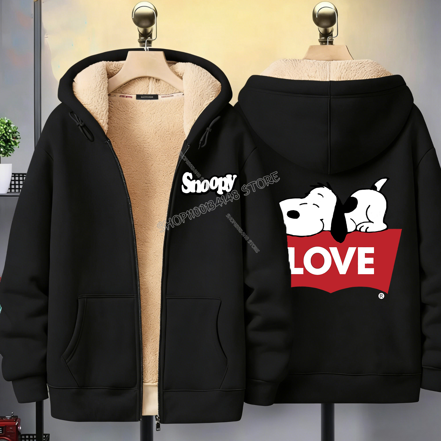 Snoopy Black Zip Hoodie Adult  – Winter Clothing Factory Outlet recenzja i cena
