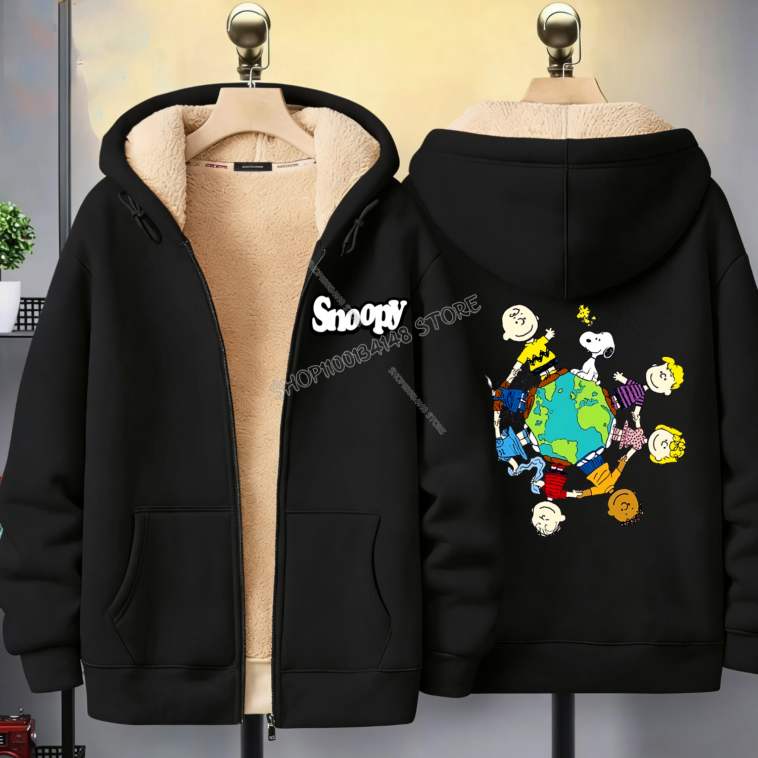 Snoopy Black Zip Hoodie Adult  – Winter Clothing Factory Outlet recenzja i cena
