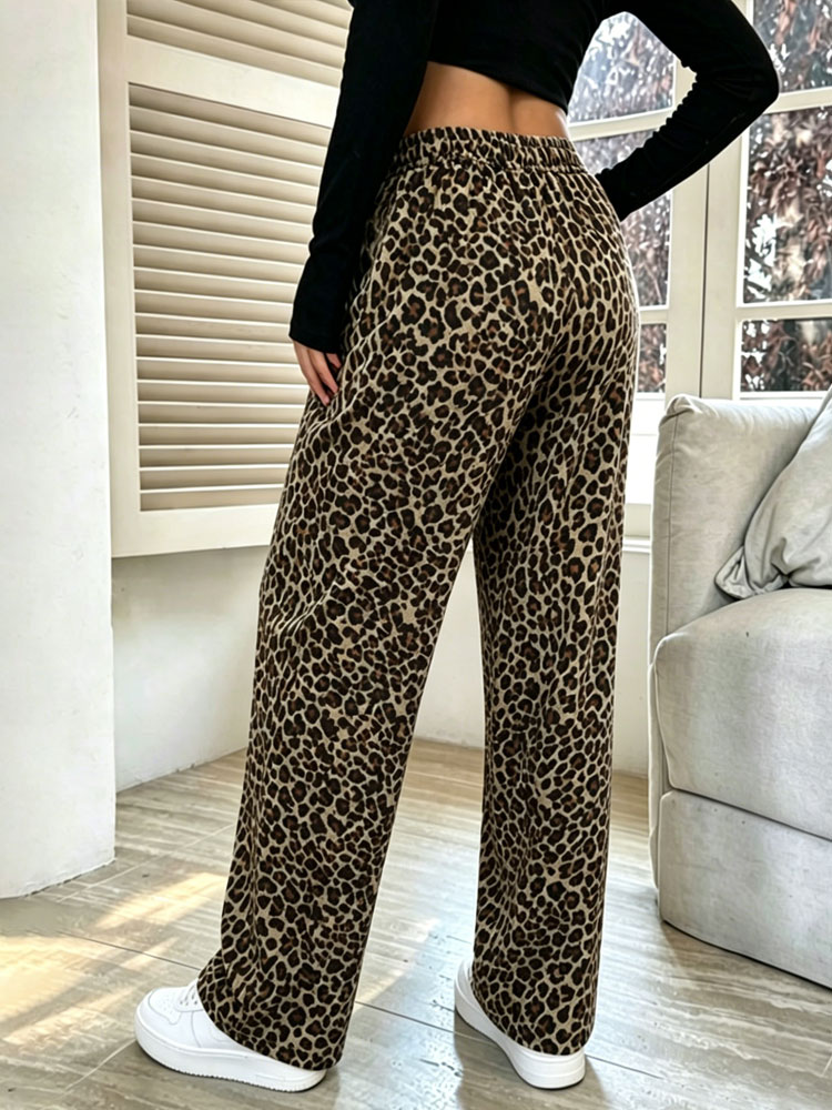 Y2K Womens Leopard Print Wide  – Winter Clothing Offer recenzja i cena