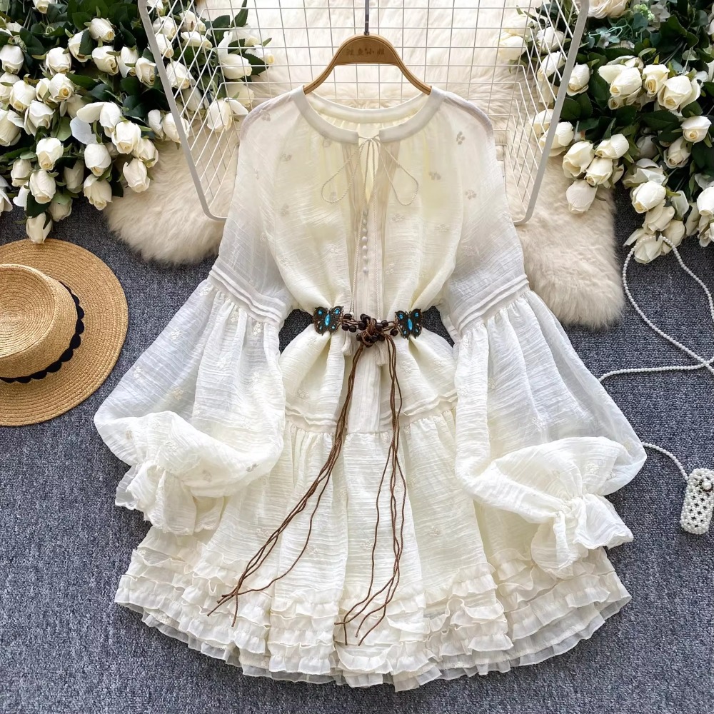 Sweet Embroidered O-neck Lace- – Winter Clothing Dress Up recenzja i cena