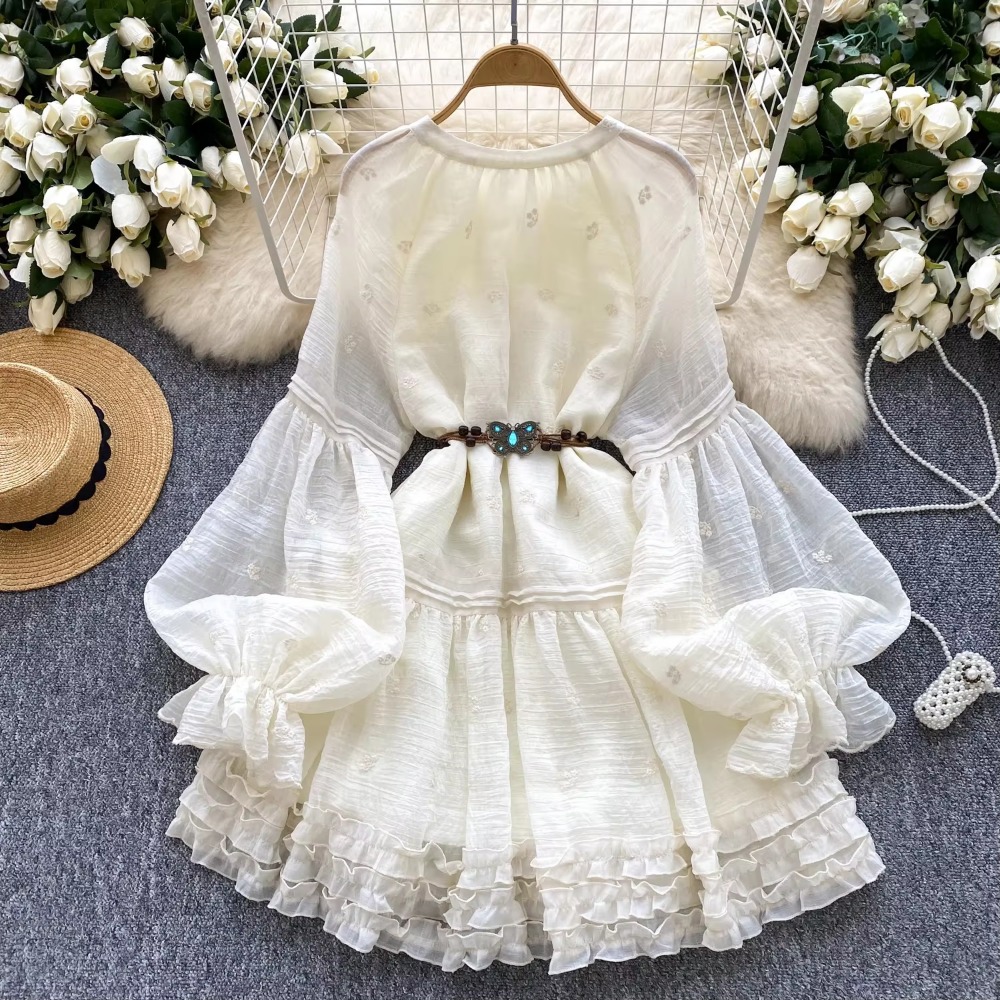 Sweet Embroidered O-neck Lace- – Winter Clothing Dress Up recenzja i cena