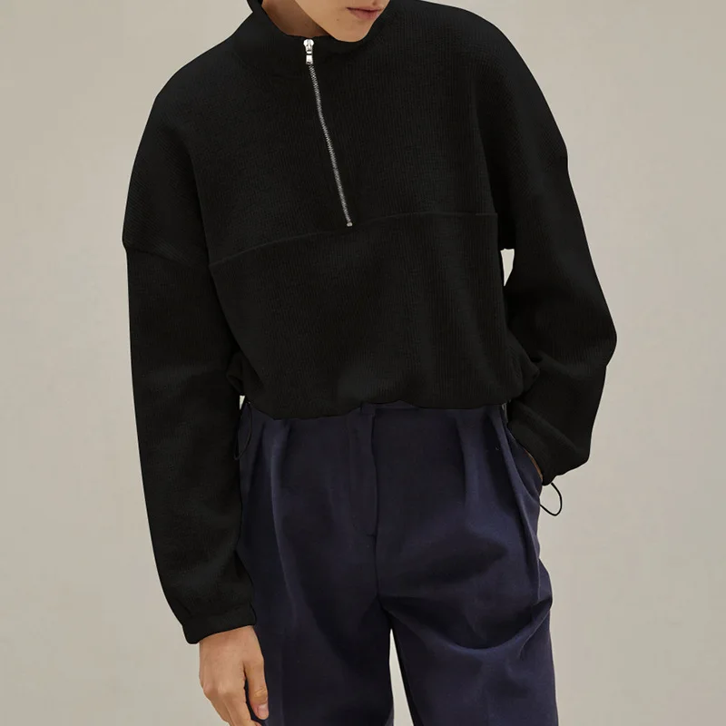 Cotton Waffle Zip Up Hoodies K – Winter Clothing Aesthetic recenzja i cena