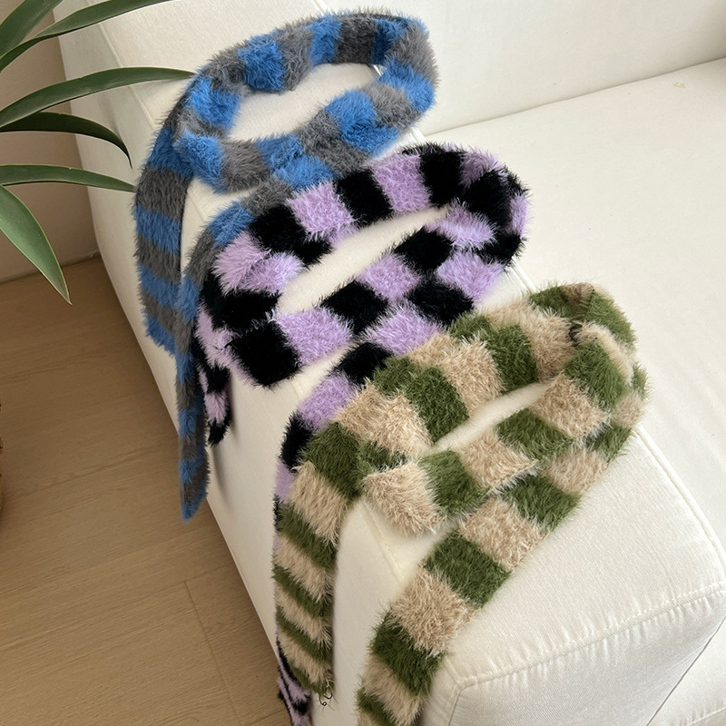 Y2k Striped Plush Narrow Long  – Y2K Winter Clothing recenzja i cena