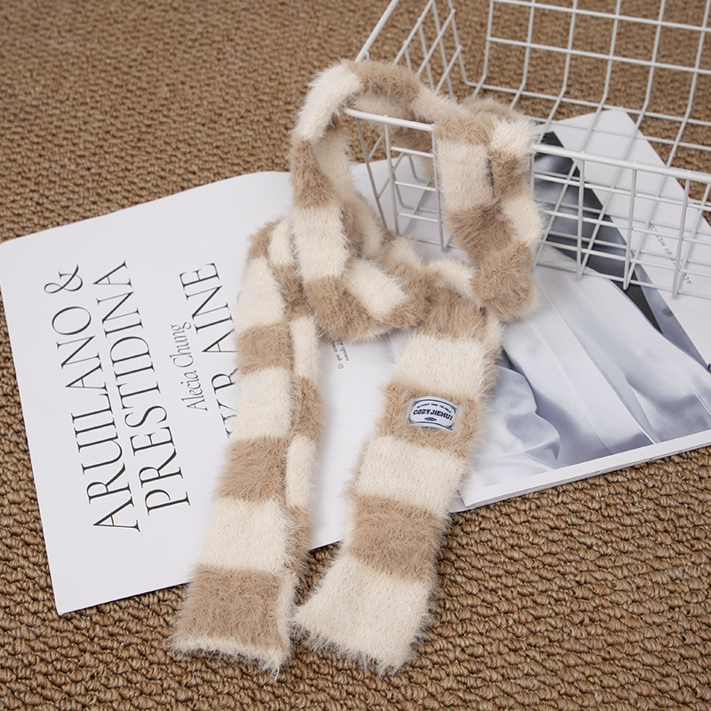 Y2k Striped Plush Narrow Long  – Y2K Winter Clothing recenzja i cena