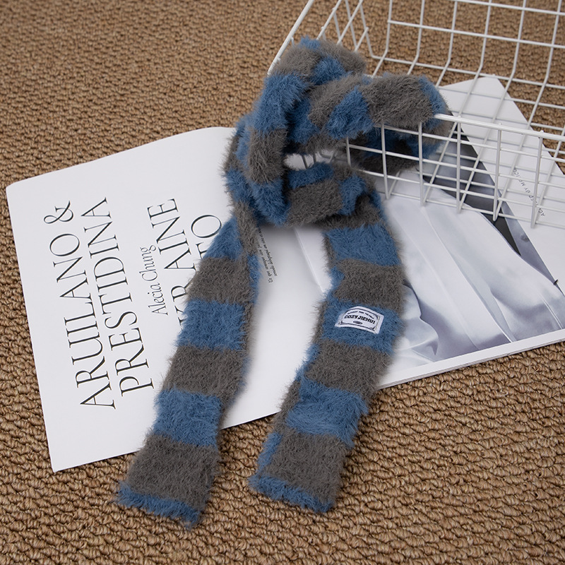 Y2k Striped Plush Narrow Long  – Y2K Winter Clothing recenzja i cena