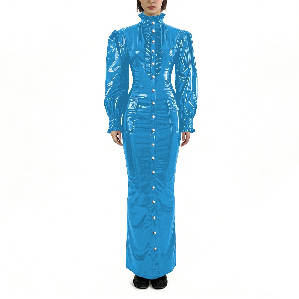 Glossy PVC Long Pencil Dress P – Winter Clothing Outfits recenzja i cena
