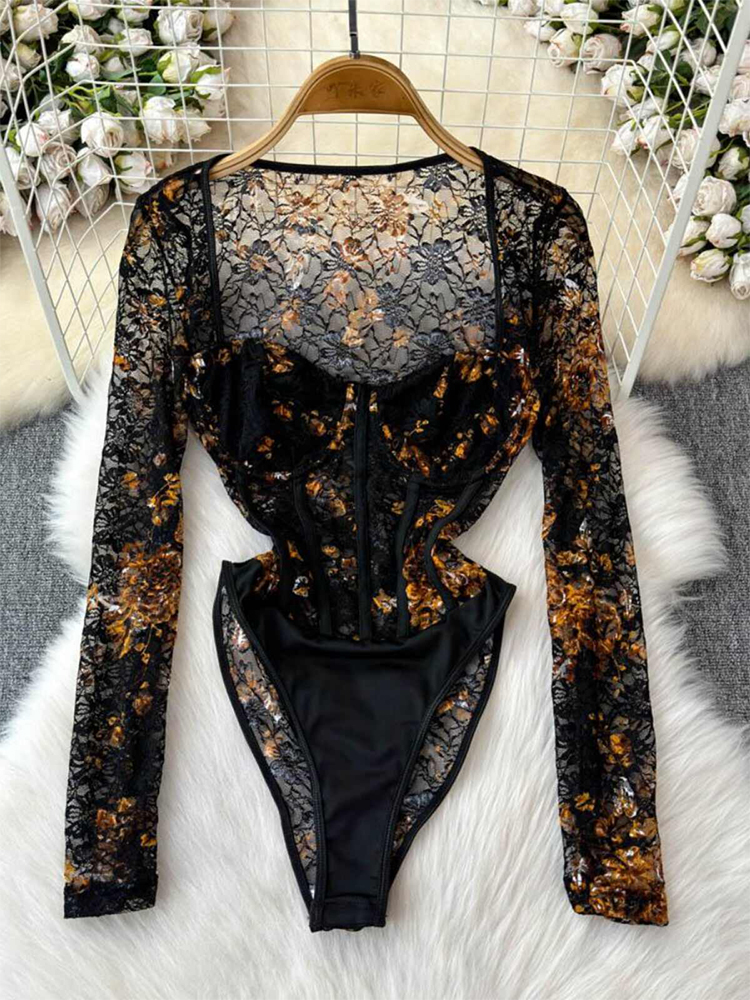 Women's Green Lace Jumpsuits V – Winter Clothing Factory Outlet recenzja i cena