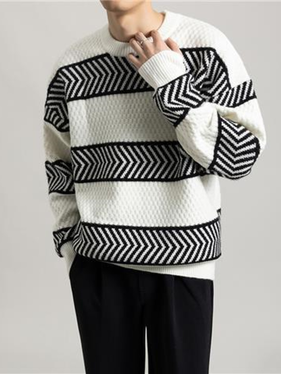Casual Loose Stripes Pullover  – Winter Clothing Colors recenzja i cena
