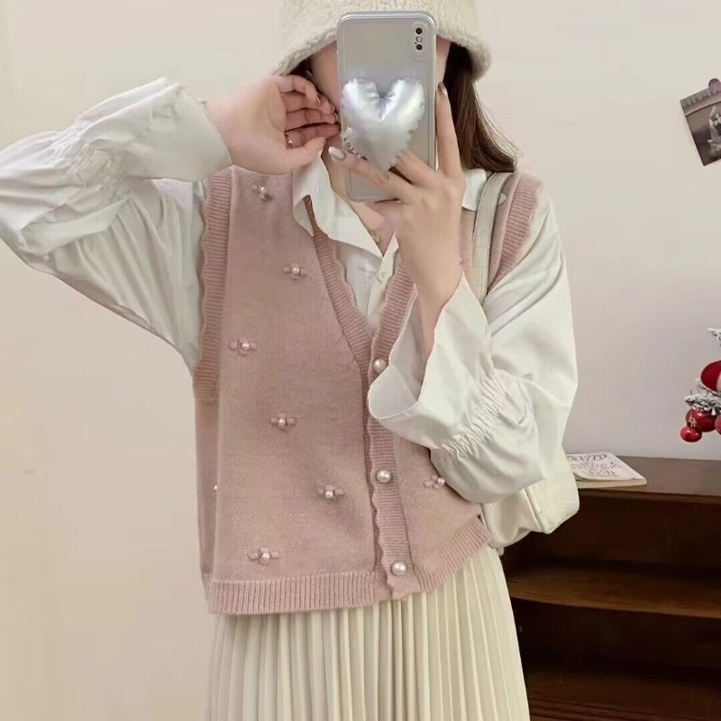 Pink Knit Vests For Women Casu – Winter Clothing Offer recenzja i cena