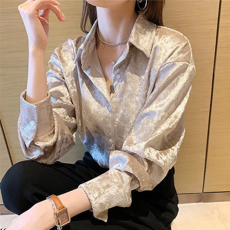 Women's Shiny Button Shirt Spr – Quality Winter Clothing recenzja i cena