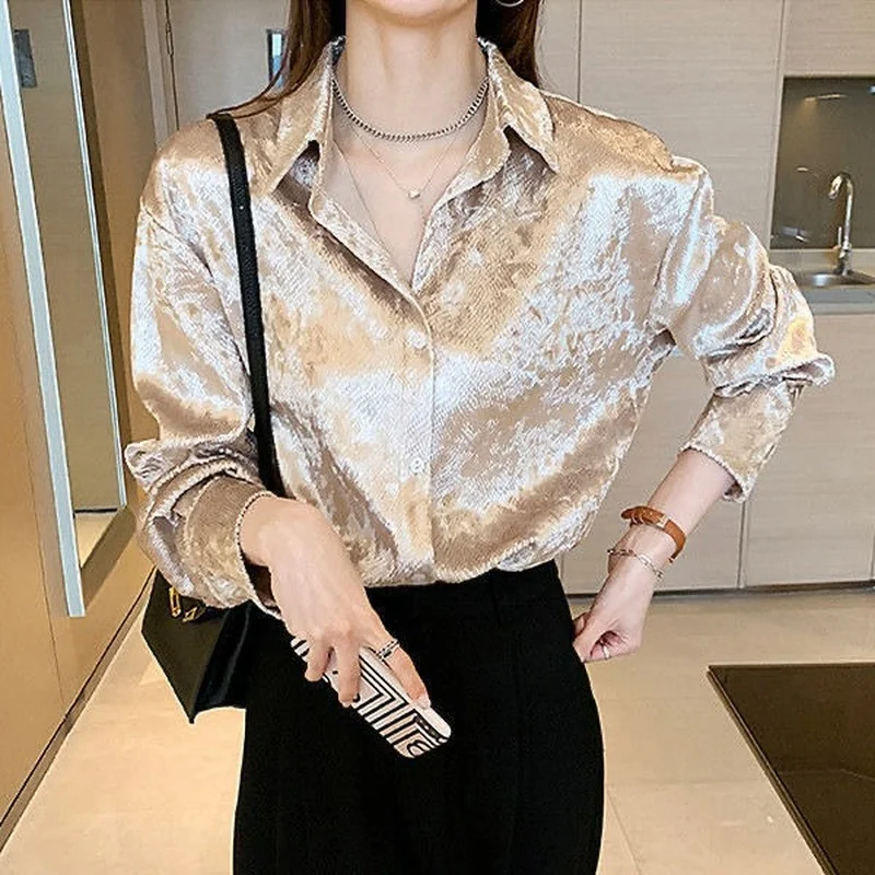 Women's Shiny Button Shirt Spr – Quality Winter Clothing recenzja i cena
