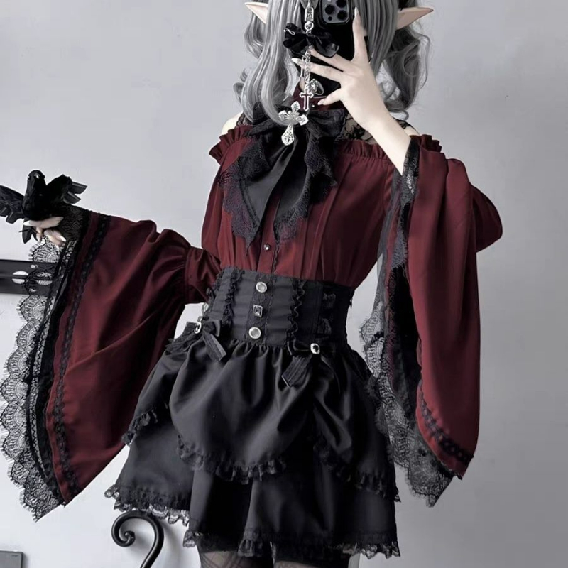 Gothic Y2k Lolita Style Shirts – Y2K Winter Clothing recenzja i cena
