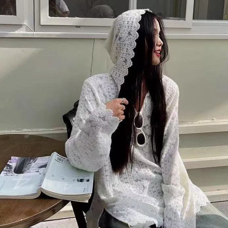Y2K Lace Hooded Shirts Women S – Y2K Winter Clothing recenzja i cena