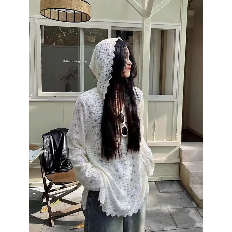 Y2K Lace Hooded Shirts Women S – Y2K Winter Clothing recenzja i cena