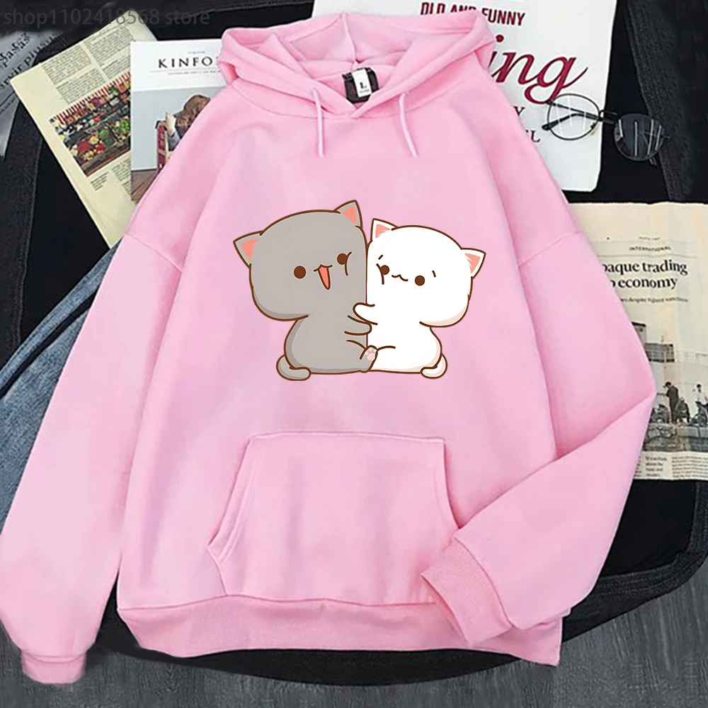 Kawaii Cat Hoodie Peach Funny  – Winter Clothing Aesthetic recenzja i cena