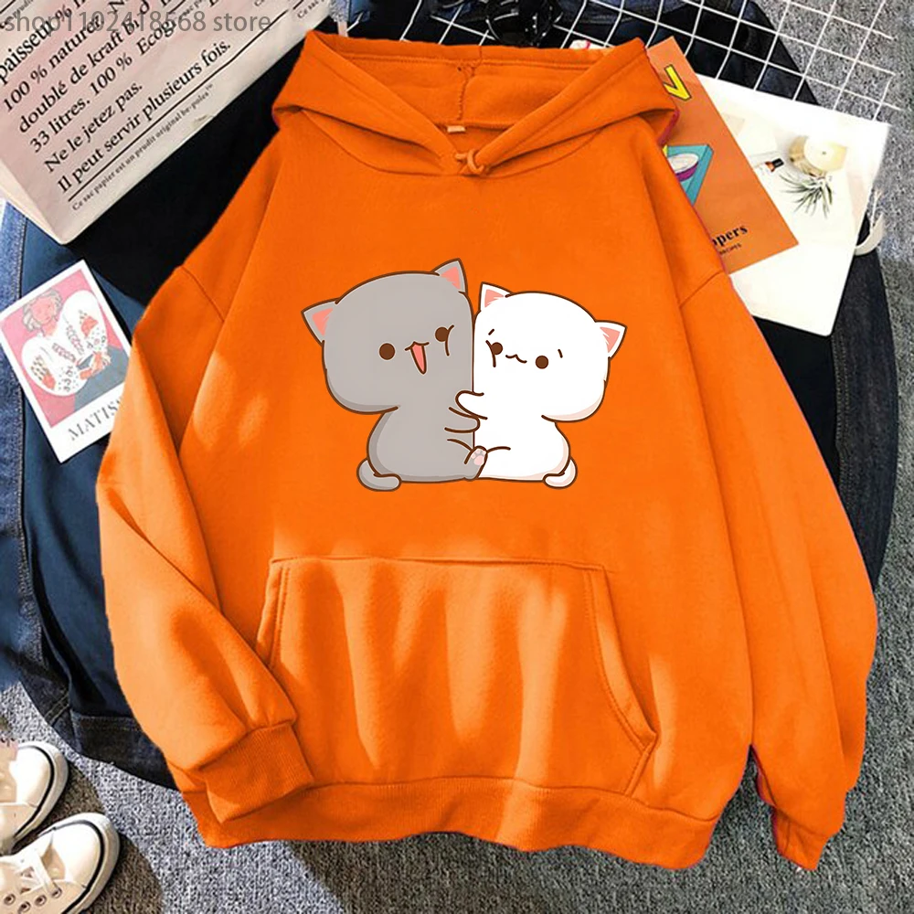 Kawaii Cat Hoodie Peach Funny  – Winter Clothing Aesthetic recenzja i cena